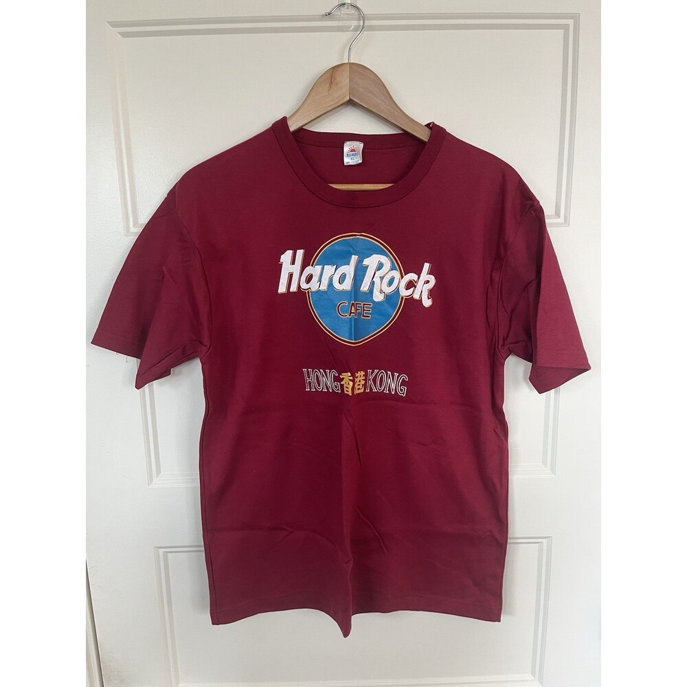 VTG Hard Rock Cafe Hong Kong Shirt XL Burgundy Red Rambo Tag 90s Y2K Oversized